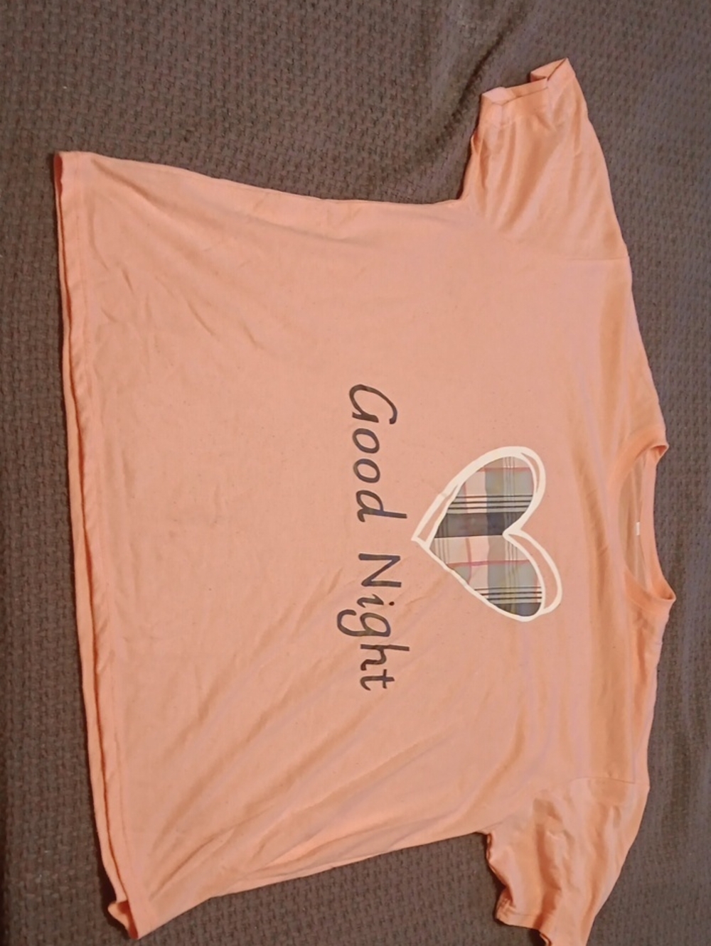 Good Night Heart Print Women's Sleep Tee in Peach
